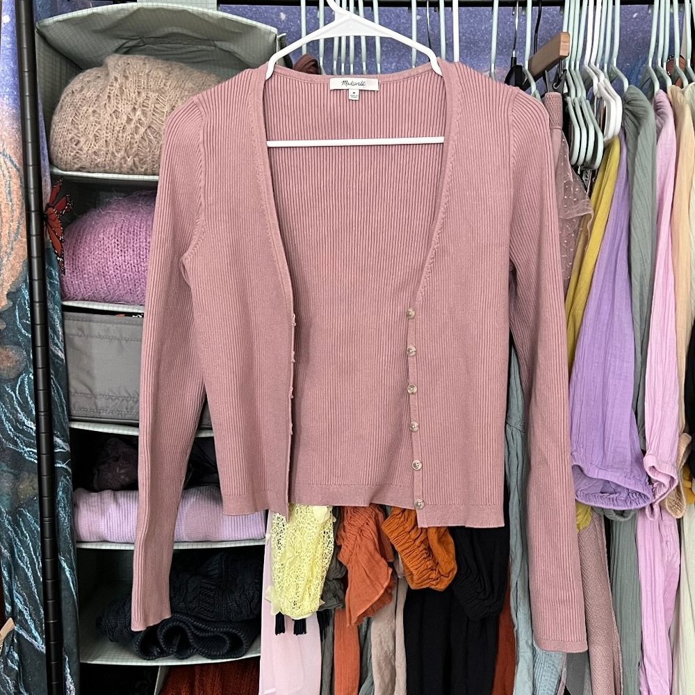 Madewell – Carmon Cropped Cardigan Sweater – Mauve